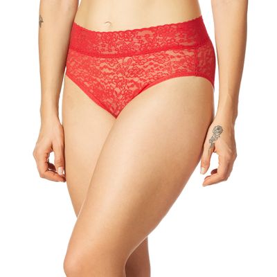 Ahh by Rhonda Shear Women's Lace Brief Underwear, red, Medium