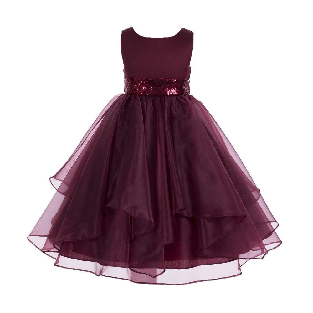 ekidsbridal Wedding Asymmetric Ruffles Satin Organza Flower Girl Dress Sequin 012s 6
