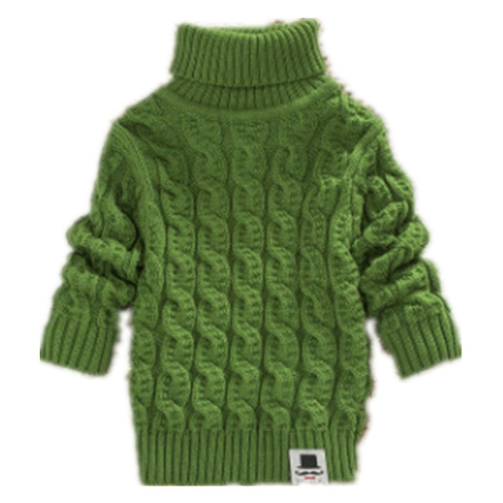 Nine Minow 5-9 Years Kids Turtleneck Sweater Boys Girls Knit Sweater Christmas (Green, 7-8 Years)