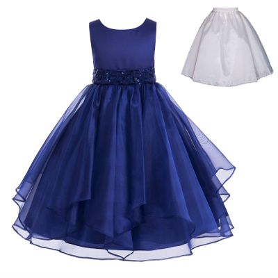 ekidsbridal Wedding Ruffles Organza Flower Girl Dress Sequin Toddler Pageant Free Petticoat 012s
