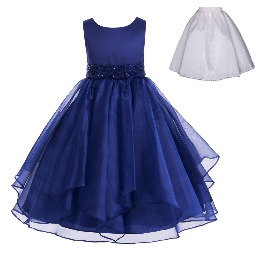 ekidsbridal Wedding Ruffles Organza Flower Girl Dress Sequin Toddler Pageant Free Petticoat 012s