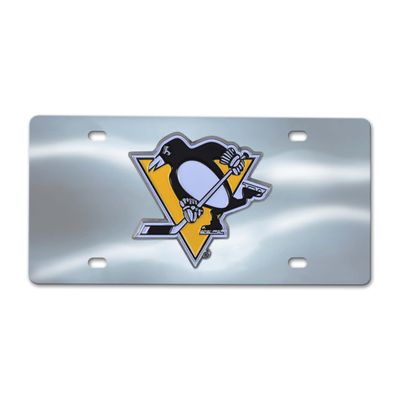 FANMATS 24537 Pittsburgh Penguins Stainless Steel Front License Plate with Large 3D Molded Team Metal Emblem 6"x12"