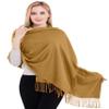 CJ Apparel Gold Thick Solid Color Tassels Design Cotton Blend Shawl Scarf Wrap Stole Throw Head Wrap Pashmina New view 1