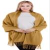 CJ Apparel Gold Thick Solid Color Tassels Design Cotton Blend Shawl Scarf Wrap Stole Throw Head Wrap Pashmina New view 4