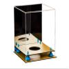 Better Display Cases Basketball Holder Clear Full Size Acrylic Display Case with Blue Risers ,Mirror case, Wood Two Tiered Base 11" L x 11" W x 11" H (A001-BLR) view 3