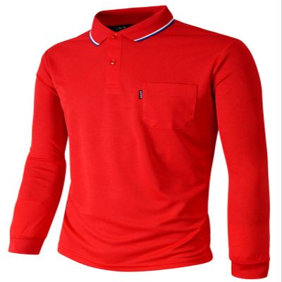 BCPOLO Polo Shirt Long Sleeves Athletic Fit Golf Solid Quick Dry Polo T-Shirt Red-S