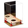 Better Display Cases Basketball Holder Clear Full Size Acrylic Display Case with Red Risers ,Mirror case,Wood Two Tiered Base 11" L x 11" W x 11" H (A001-RR) view 3