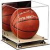 Better Display Cases Basketball Holder Clear Full Size Acrylic Display Case with Silver Risers ,Mirror case,Wood Two Tiered Base 11" L x 11" W x 11" H (A001-SR) view 1