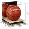 Better Display Cases Basketball Holder Clear Full Size Acrylic Display Case with Silver Risers ,Mirror case,Wood Two Tiered Base 11" L x 11" W x 11" H (A001-SR) view 2