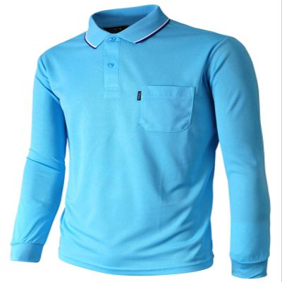 BCPOLO Polo Shirt Long Sleeves Athletic Fit Golf Solid Quick Dry Polo T-Shirt Sky-Blue-XL