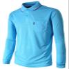 BCPOLO Polo Shirt Long Sleeves Athletic Fit Golf Solid Quick Dry Polo T-Shirt Sky-Blue-XL view 1