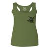 0115. Skeleton Shaka Good Vibes Graphic Vintage Surf Bones Hand Women's Tank Top Racerback (Olive, Small) view 1