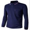 BCPOLO Polo Shirt Long Sleeves Athletic Fit Golf Solid Quick Dry Polo T-Shirt Navy-S view 1
