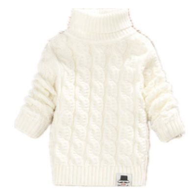 Nine Minow 5-9 Years Kids Turtleneck Sweater Boys Girls Knit Sweater Christmas (White, 6-7 Years)