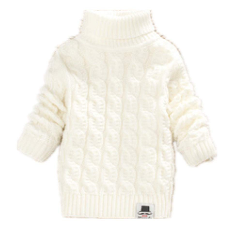 Nine Minow 5-9 Years Kids Turtleneck Sweater Boys Girls Knit Sweater Christmas (White, 6-7 Years)