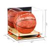 Better Display Cases Basketball Holder Clear Full Size Acrylic Display Case with Orange Risers ,Mirror Back, Wood Two Tiered Base 11" L x 11" W x 11" H (A001-OR) view 2