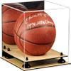 Better Display Cases Basketball Holder Clear Full Size Acrylic Display Case with Black Risers ,Mirror case,Wood Two Tiered Base 11" L x 11" W x 11" H (A001-BR) view 1