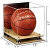 Better Display Cases Basketball Holder Clear Full Size Acrylic Display Case with Gold Risers ,Mirror Back, Wood Two Tiered Base 11" L x 11" W x 11" H (A001-GR) view 2