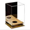 Better Display Cases Basketball Holder Clear Full Size Acrylic Display Case with Gold Risers ,Mirror Back, Wood Two Tiered Base 11" L x 11" W x 11" H (A001-GR) view 3