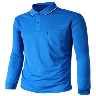 BCPOLO Polo Shirt Long Sleeves Athletic Fit Golf Solid Quick Dry Polo T-Shirt Cobalt-XS