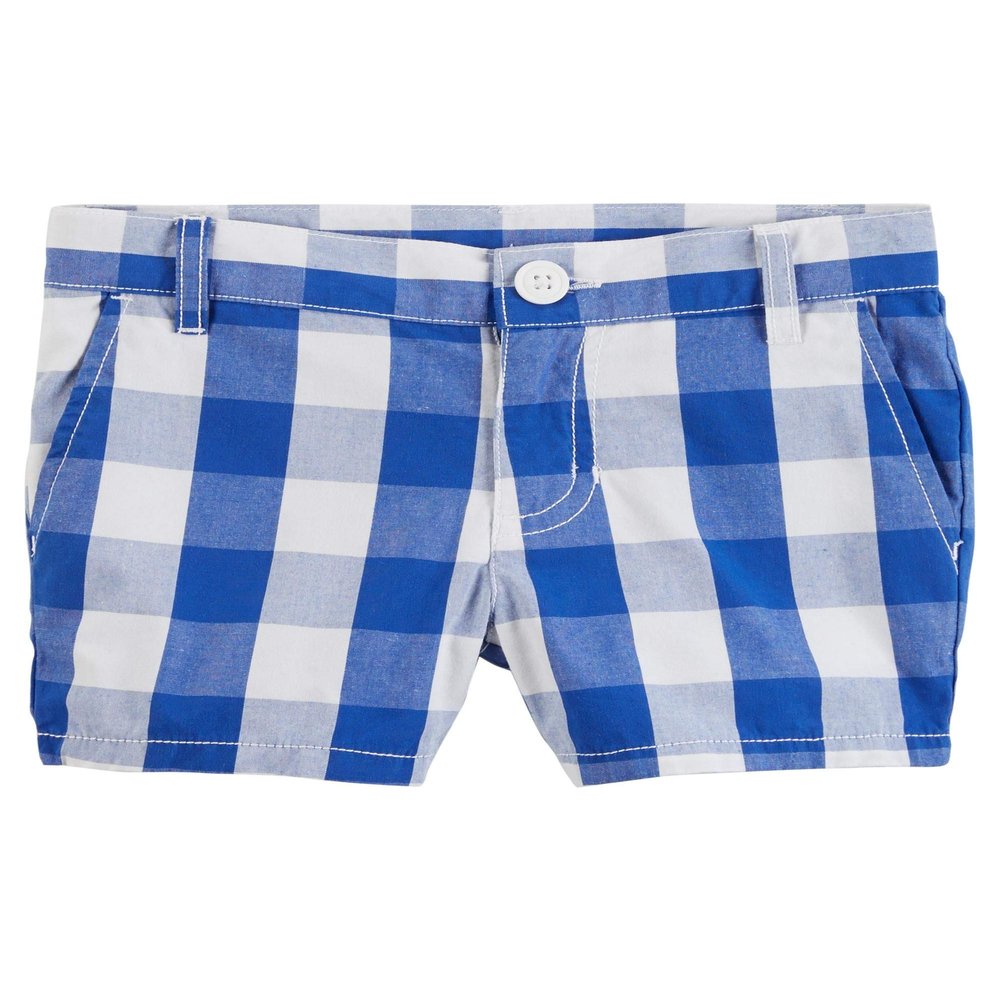 Carter's Girls' Gingham Poplin Shorts, Blue, 2T
