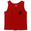0115. Skeleton Shaka Good Vibes Graphic Vintage Surf Bones Hand Men's Tank Top (Red, 2X-Large) view 1