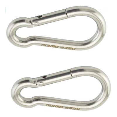 2 x Stainless Steel 316 Spring Hook Carabiner Scuba Diving Snap Gear Hook (6x60mm & 8x80mm)
