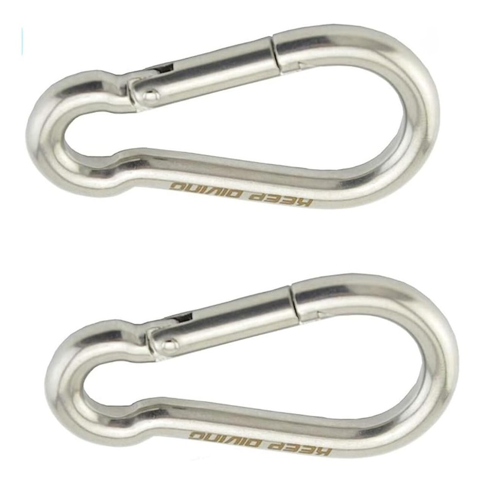 2 x Stainless Steel 316 Spring Hook Carabiner Scuba Diving Snap Gear Hook (6x60mm & 8x80mm)