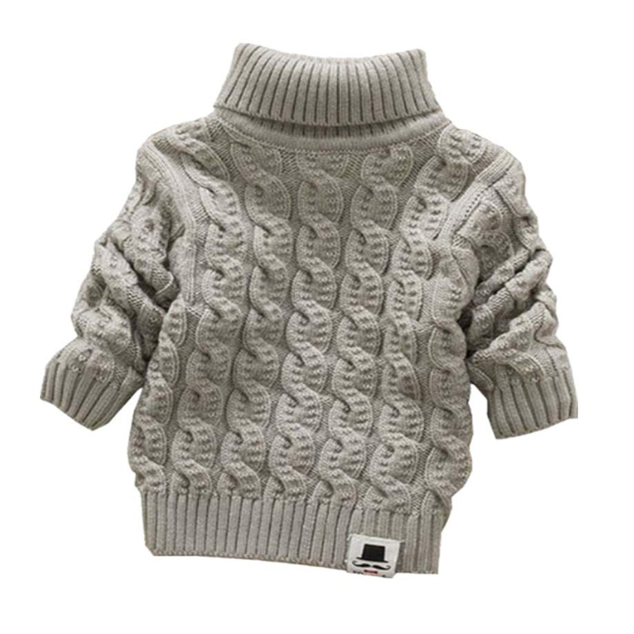 Nine Minow 5-9 Years Kids Turtleneck Sweater Boys Girls Knit Sweater Christmas (Grey, 7-8 Years)