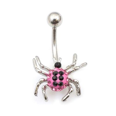 14g Cubic Zirconia Gems Cute Spider CZ Belly Button Ring Navel Piercing Jewelry