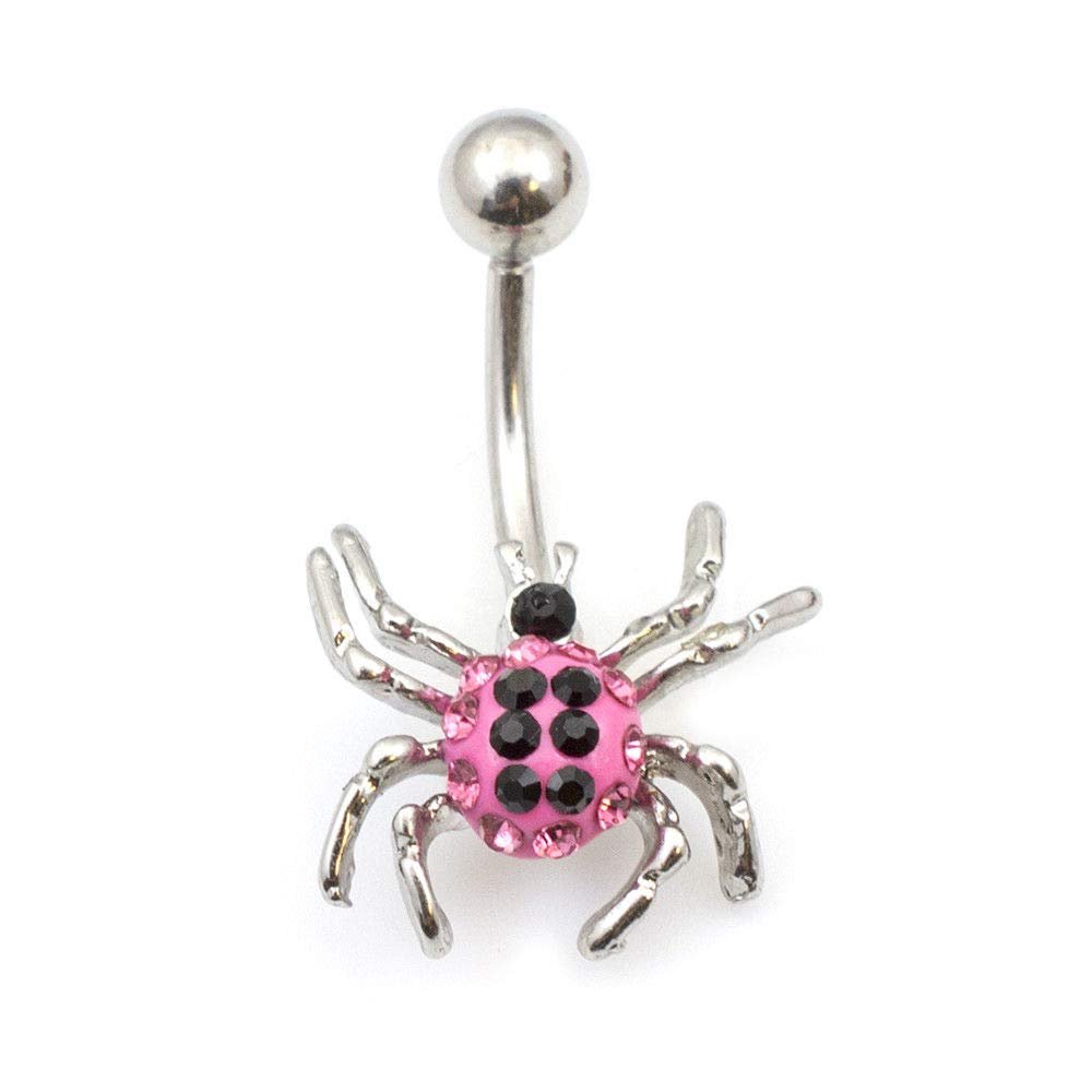 14g Cubic Zirconia Gems Cute Spider CZ Belly Button Ring Navel Piercing Jewelry