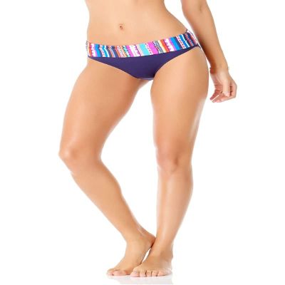 Anne Cole Women's Standard Fold Over Mid-Rise Bikini Bottom Swimsuit, Retro Braided Stripe, X-Small