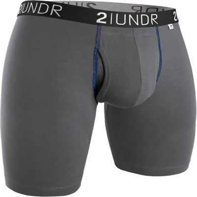 2UNDR Swing Shift 9" Long Leg Boxer Briefs for Men | Mens Pouch Underwear with Patented Joey Pouch | Modal Underwear Men | Moisture Wicking Grey