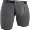 2UNDR Swing Shift 9" Long Leg Boxer Briefs for Men | Mens Pouch Underwear with Patented Joey Pouch | Modal Underwear Men | Moisture Wicking Grey view 1