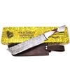 Wild Turkey Handmade Damascus Steel Collection Full Tang Tanto Blade Fixed Blade Knife w/Leather Sheath Hunting Camping Fishing Outdoors Sharp Blade (Stag) view 1
