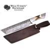 Wild Turkey Handmade Damascus Steel Collection Full Tang Tanto Blade Fixed Blade Knife w/Leather Sheath Hunting Camping Fishing Outdoors Sharp Blade (Stag) view 2