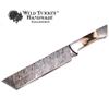 Wild Turkey Handmade Damascus Steel Collection Full Tang Tanto Blade Fixed Blade Knife w/Leather Sheath Hunting Camping Fishing Outdoors Sharp Blade (Stag) view 3