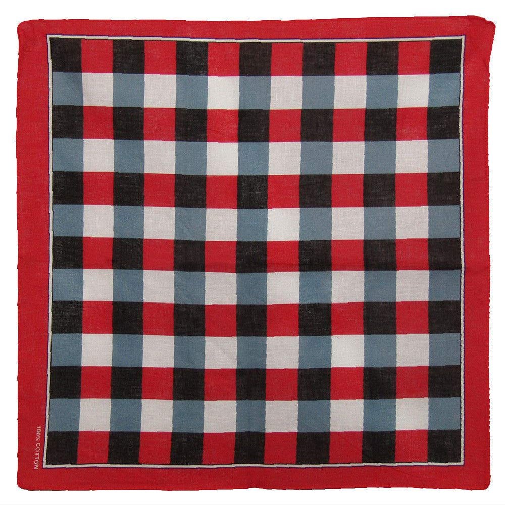 MWS Wholesale Lot 3 Red/Black/White Plaid Checkered 100% Cotton 22"x22" Bandanna