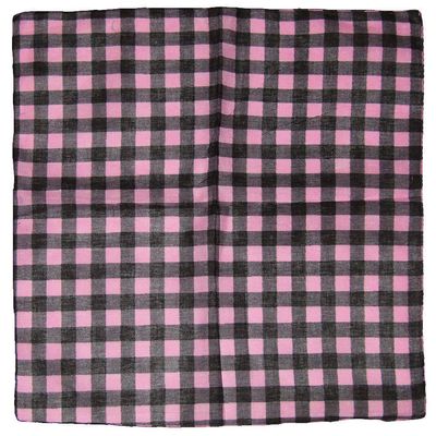 MWS 22"x22" Pink/Black Plaid Checkered 100% Cotton Bandanna
