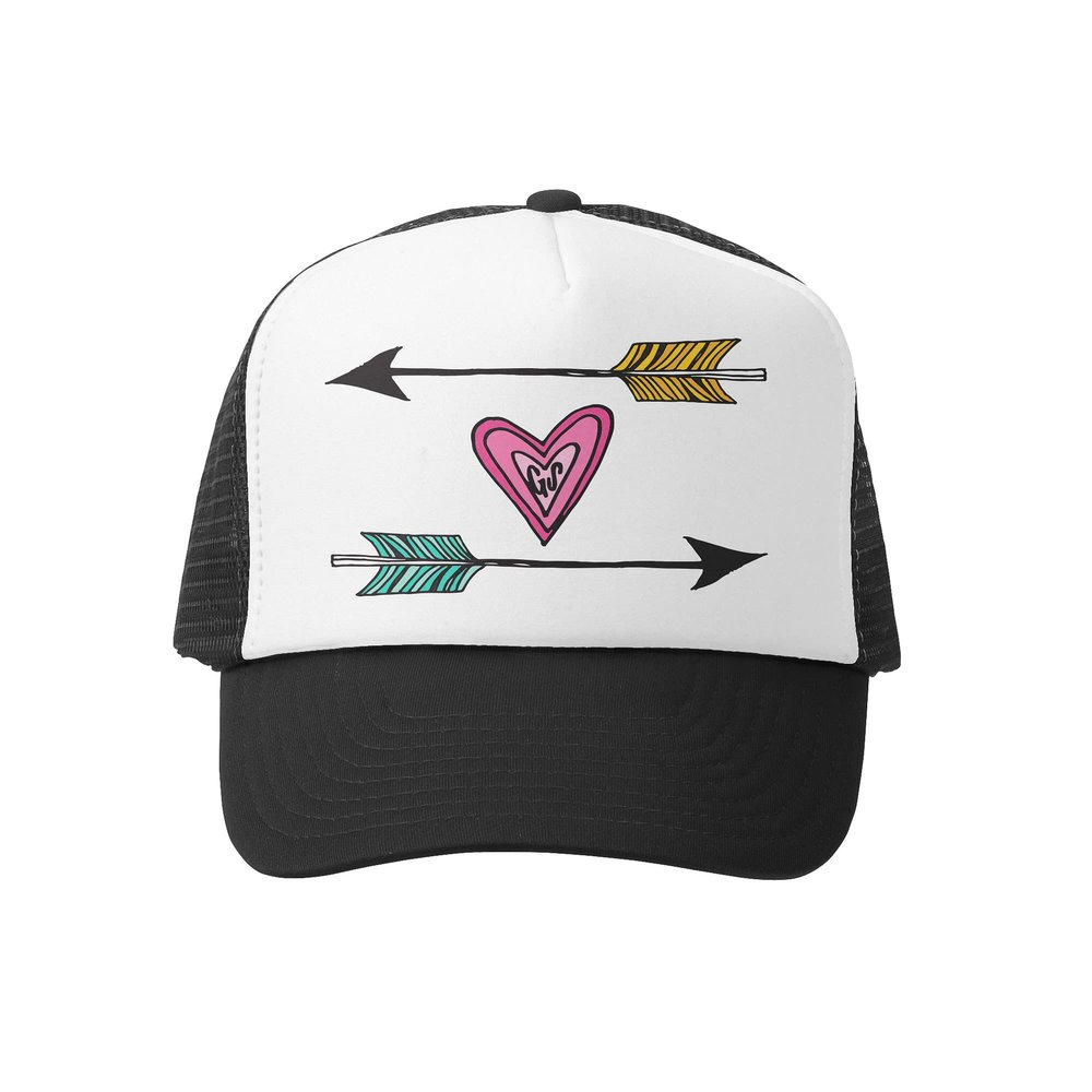 Grom Squad Kids Trucker Hat - Mesh Adjustable Baseball Cap for Boys & Girls - Baby, Infant, Toddler, School-Age Sizes 2-5 Years, Arrows, Black & White