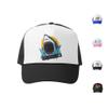 Grom Squad Kids Trucker Hat - Mesh Adjustable Toddler Baseball Hat for Boys & Girls - Baby, Infant, Toddler, School-Age Sizes 5-10 Years, Jaws, Black & White view 1