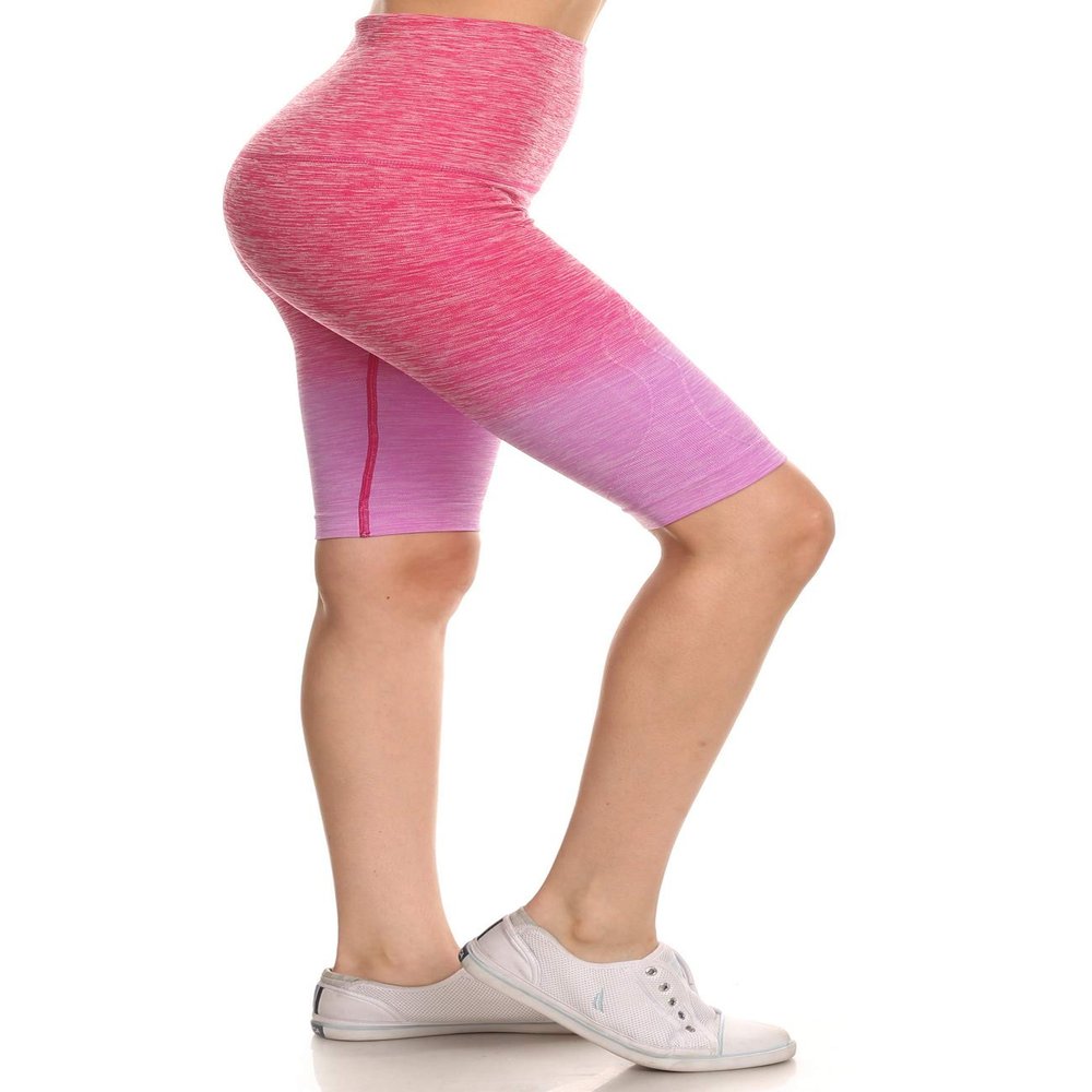 Women's Athletic Space Dye Ombre Leggings (Fuchsia, Medium)