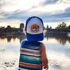 Grom Squad Kids Trucker Hat - Mesh Adjustable Toddler Baseball Hat for Boys & Girls - Baby, Infant, Toddler, School-Age Sizes 2-5 Years, Sunrise to Sunset, Royal/White view 3