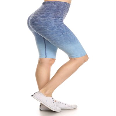 YELETE Women's Athletic Space Dye Ombre Leggings (Denim, Small)