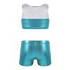 Agoky Kids Girls' 2pcs Racer Back Top and Booty Shorts Ballet Dance Gymnastics Sports Leotard Lake Blue Snowflake 12 view 2