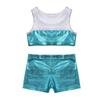 Agoky Kids Girls' 2pcs Racer Back Top and Booty Shorts Ballet Dance Gymnastics Sports Leotard Lake Blue Snowflake 12 view 4