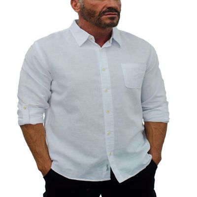 short fin Long Sleeve Shirt (White, Size X Large, L8061)