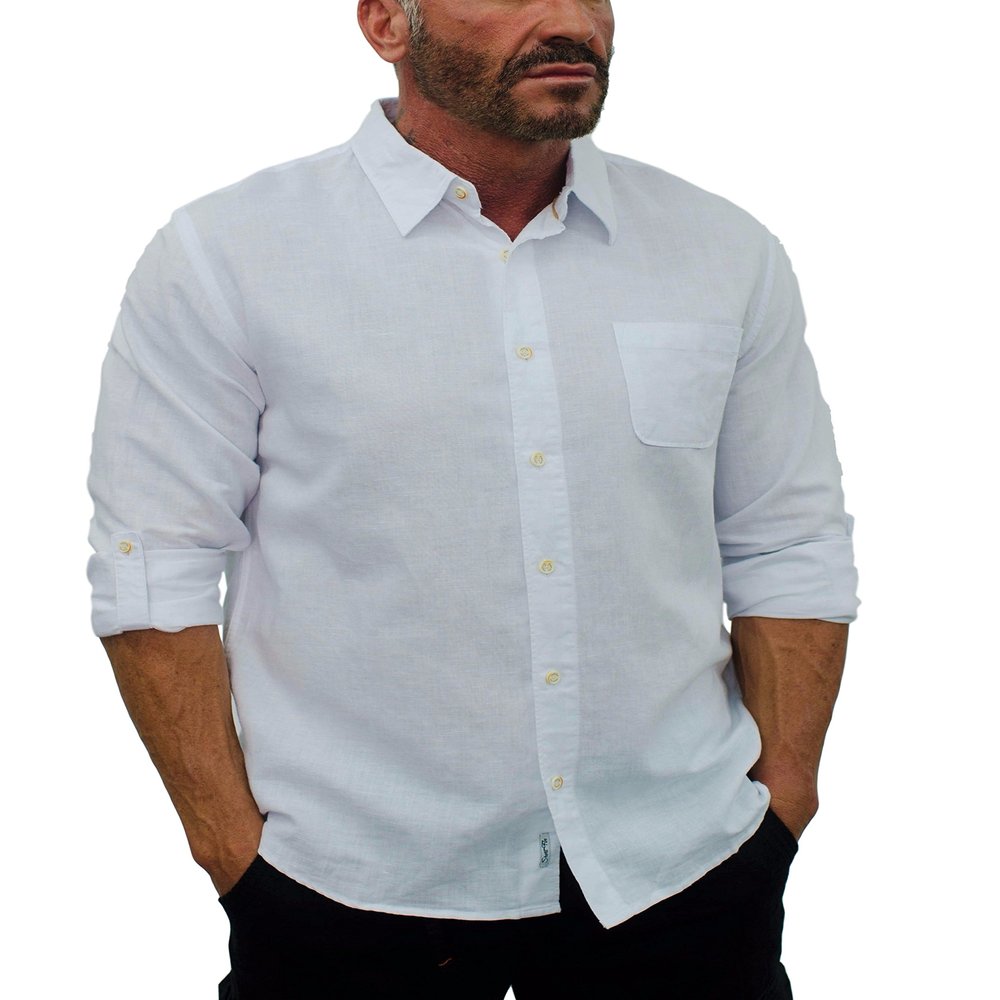 short fin Long Sleeve Shirt (White, Size X Large, L8061)