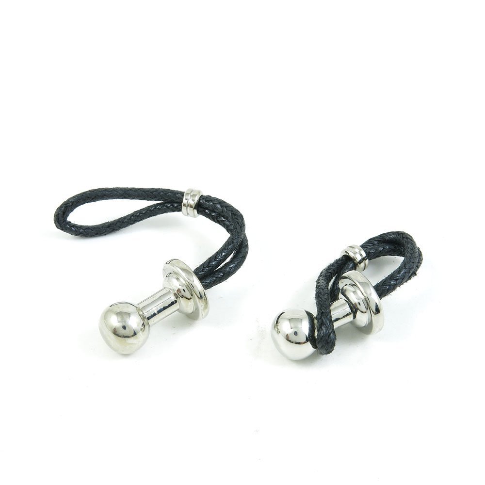 1 Pair Cufflinks Cuff Links Classic Fashion Jewelry Party Gift Wedding 039551 Silver Ball Leather Rope