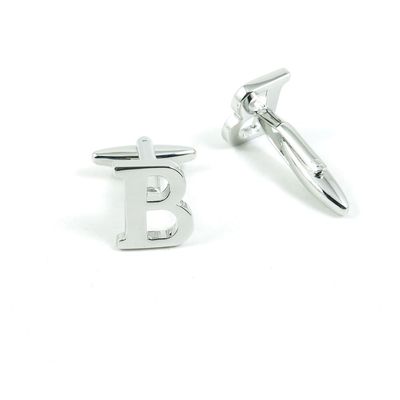 1 Pair Cufflinks Cuff Links Classic Fashion Jewelry Party Gift Wedding 007516 Shinning Silver Letter B